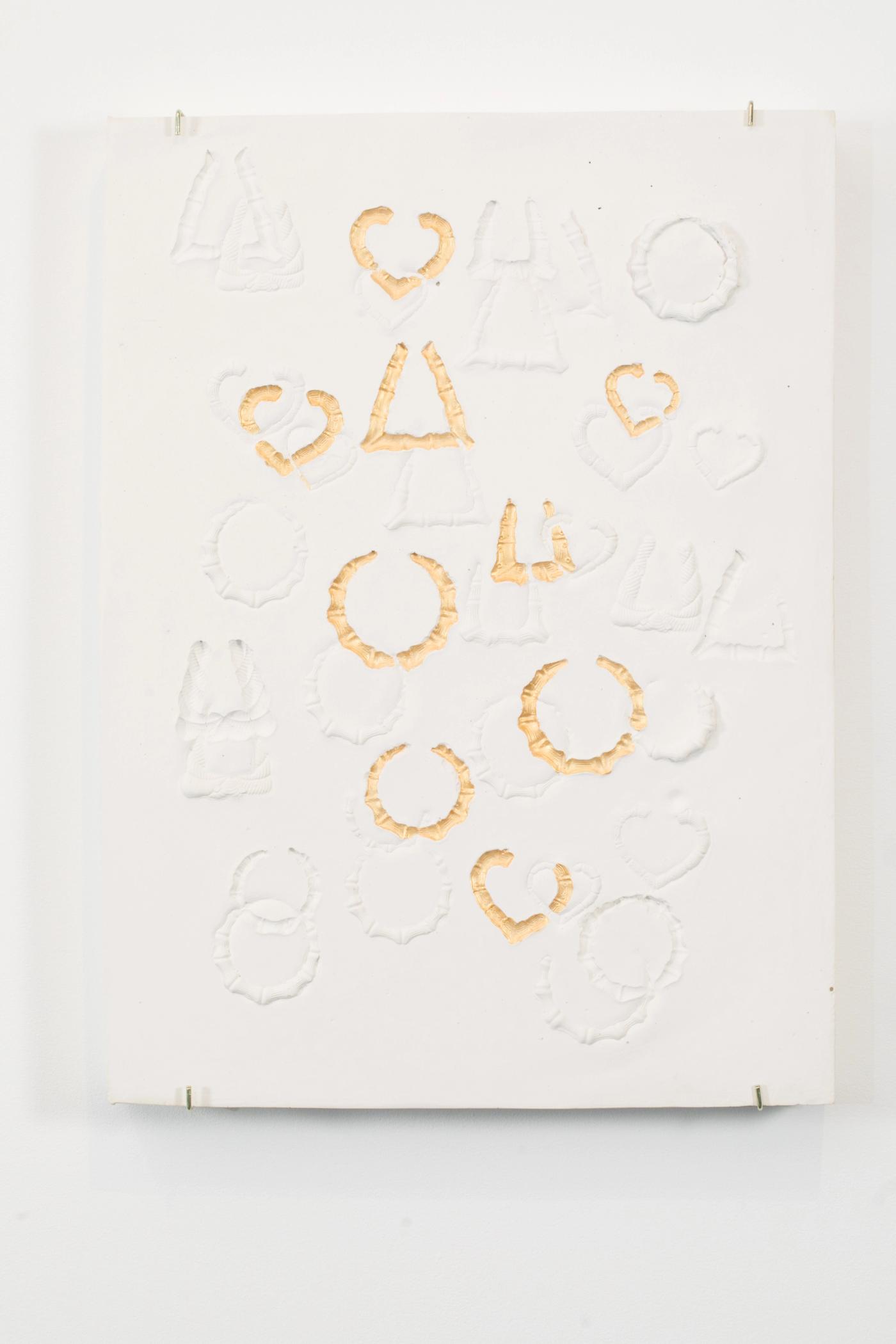 Image of Composition #4 with Doorknocker Earrings and Heart-shaped Earrings, 2023: Plaster and acrylic