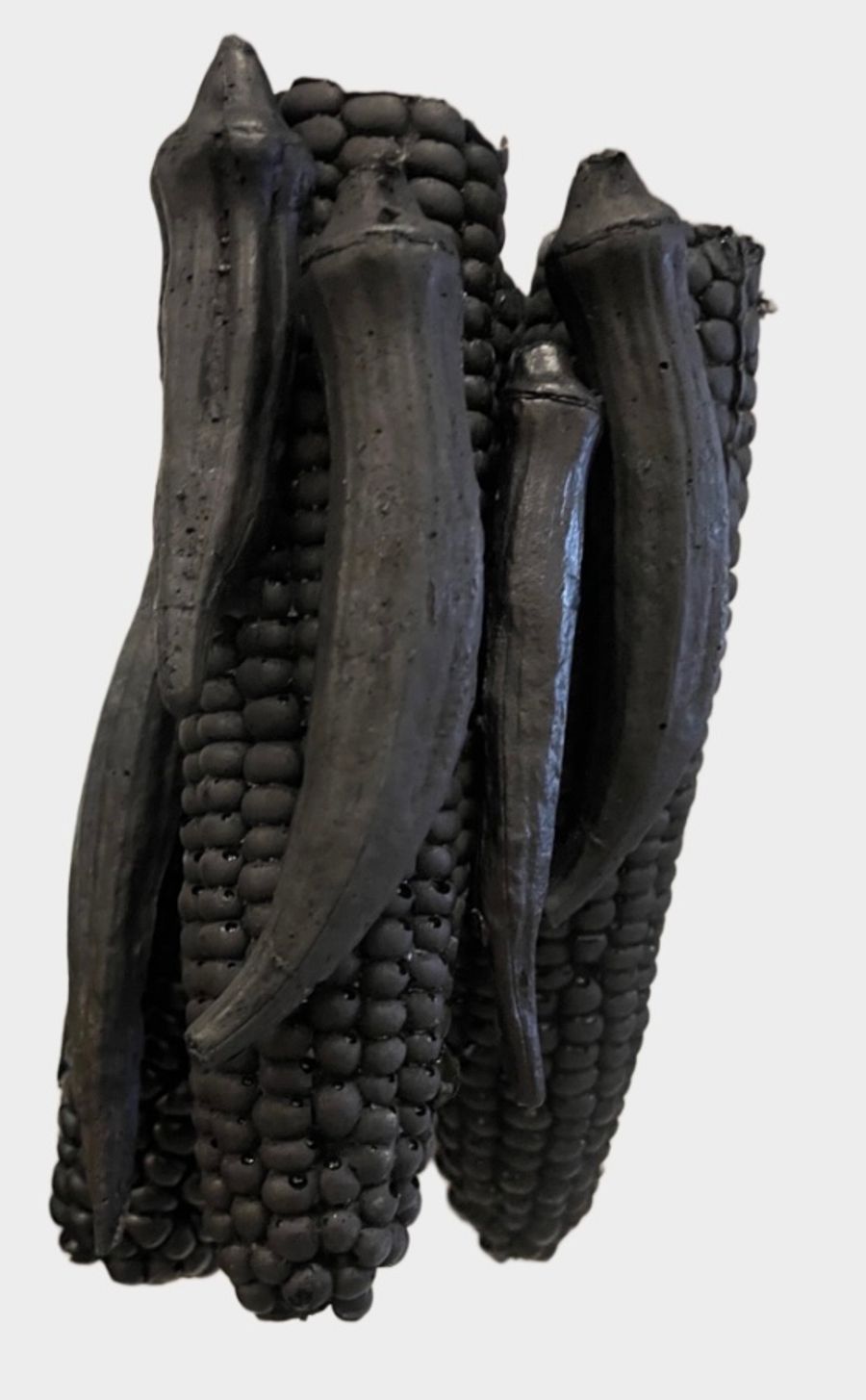 Still Life with Three Corn Cobbs and Five Okra Pods