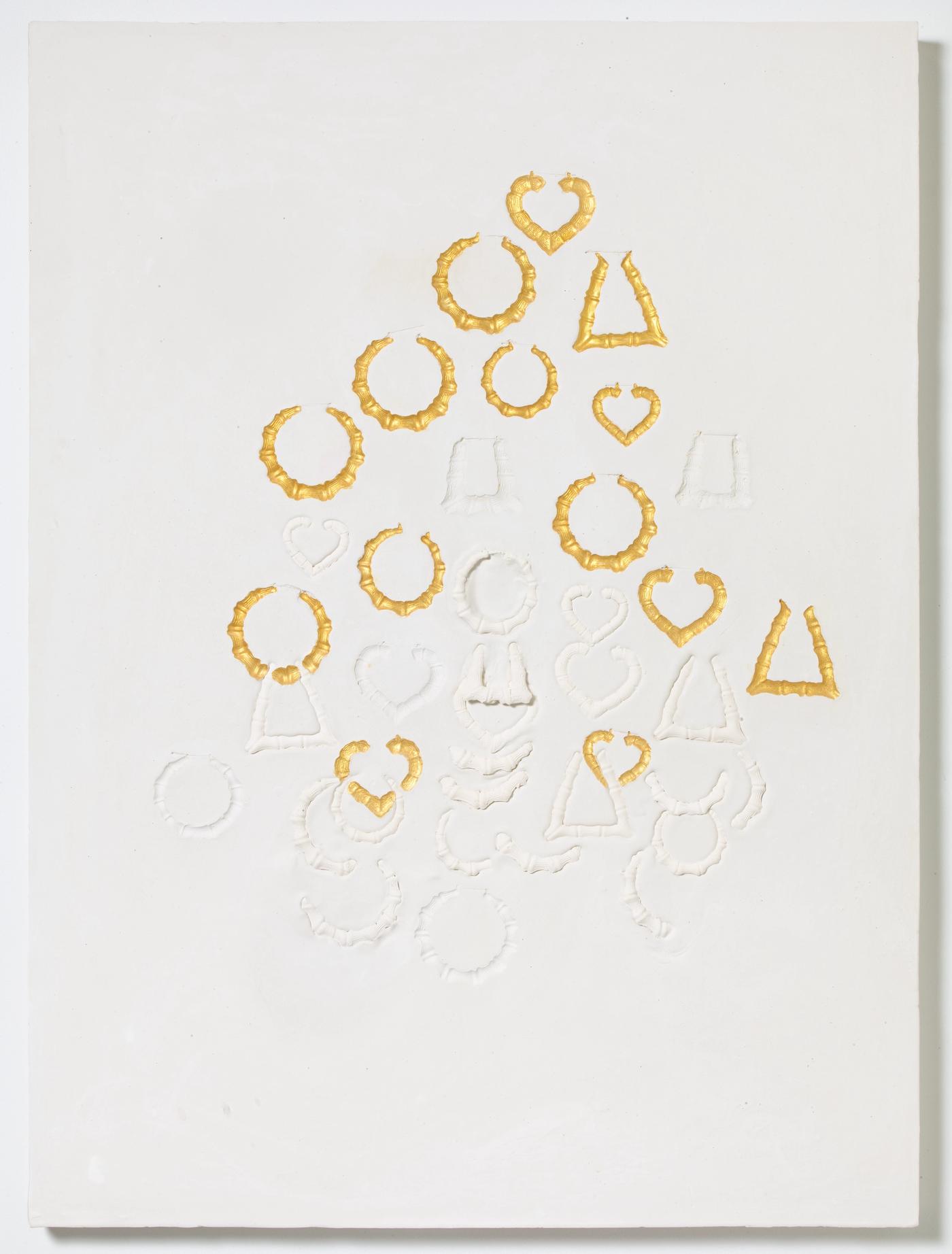Image of Still Life with Doorknocker Earrings With Fourteen Gold, 2020: Plaster and acrylic