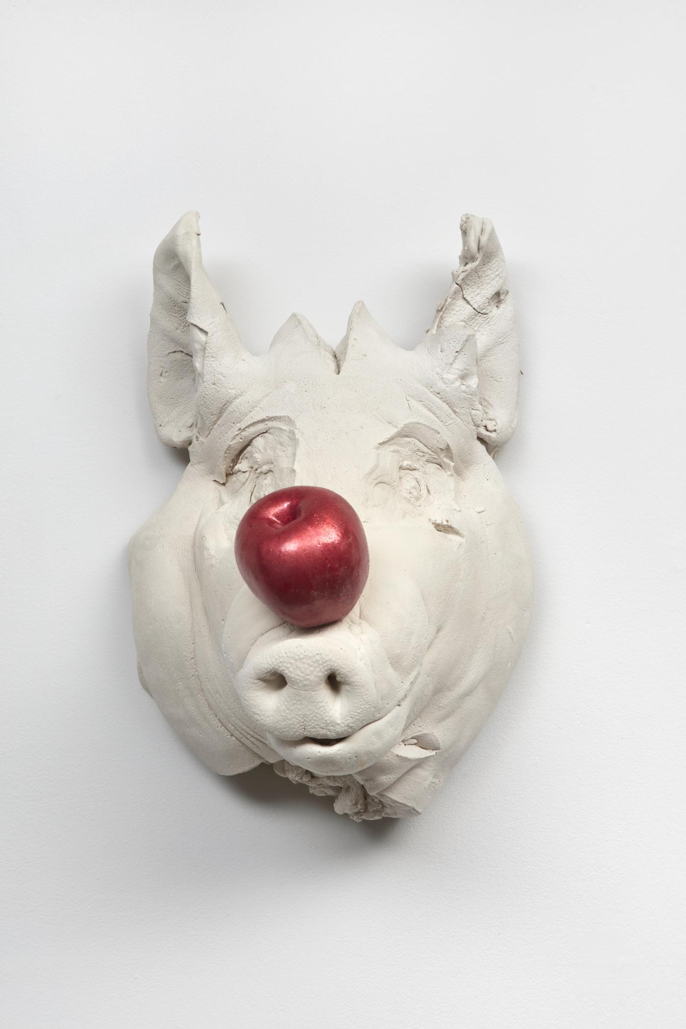 Image of PIG with Apple, 2025: Plaster and wood