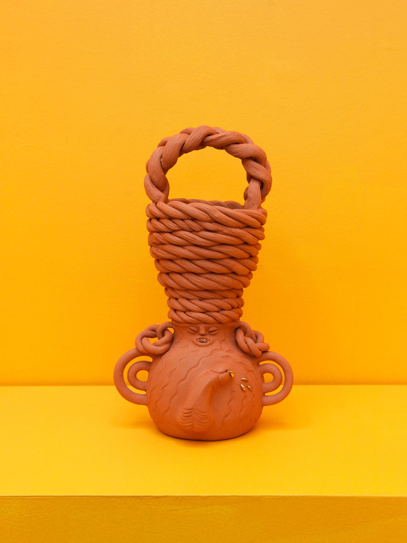 Image of Leche de Oro, 2022: Terracotta red clay and gold lustre