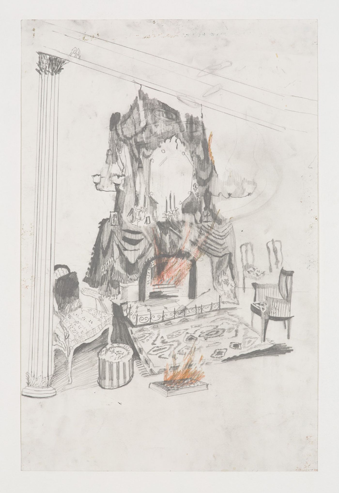Image of Fireplace, 2016: Graphite on paper