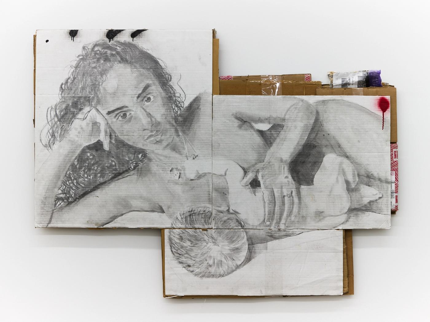 Image of Vashtie, 2021: Graphite and charcoal on found cardboard
