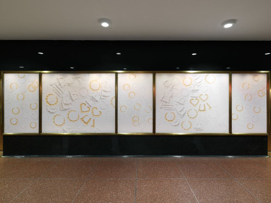 Lightbox display in concourse under 45 Rockefeller Plaza. Photo by Dan Bradica, courtesy of Art Production Fund.