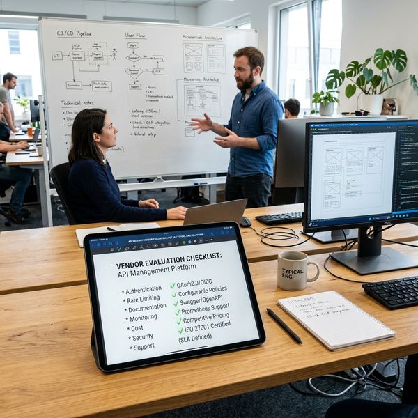Vendor evaluation scorecard and architectural whiteboard setup