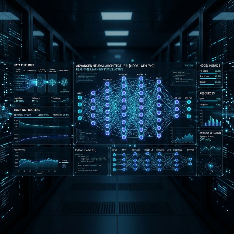 Artificial Intelligence and Machine Learning neural network dashboard