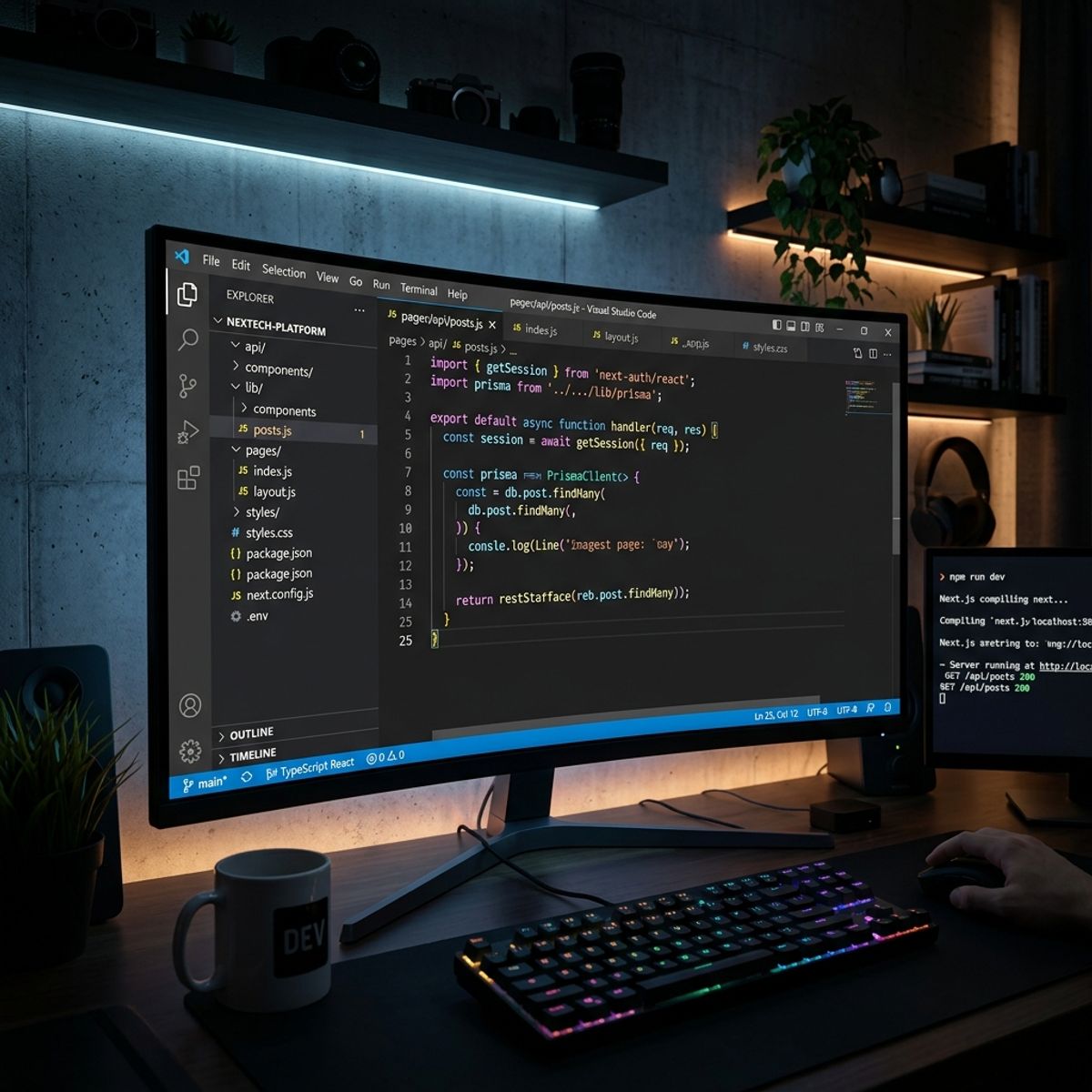 Next.js 16 and modern web development architecture interface