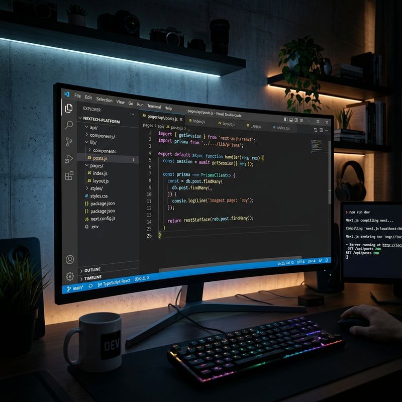 Next.js 16 and modern web development architecture interface