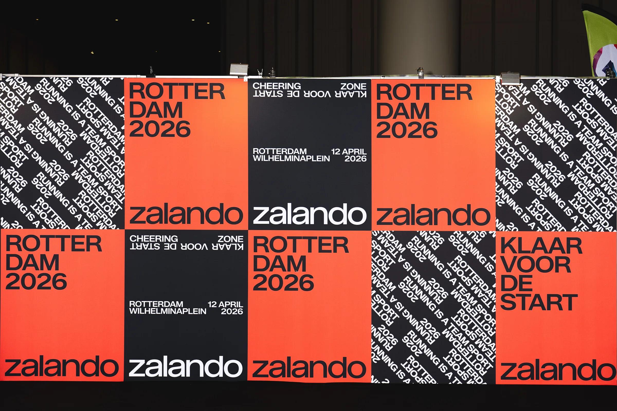 Zalando Rotterdam Marathon campaign identity applied to event signage