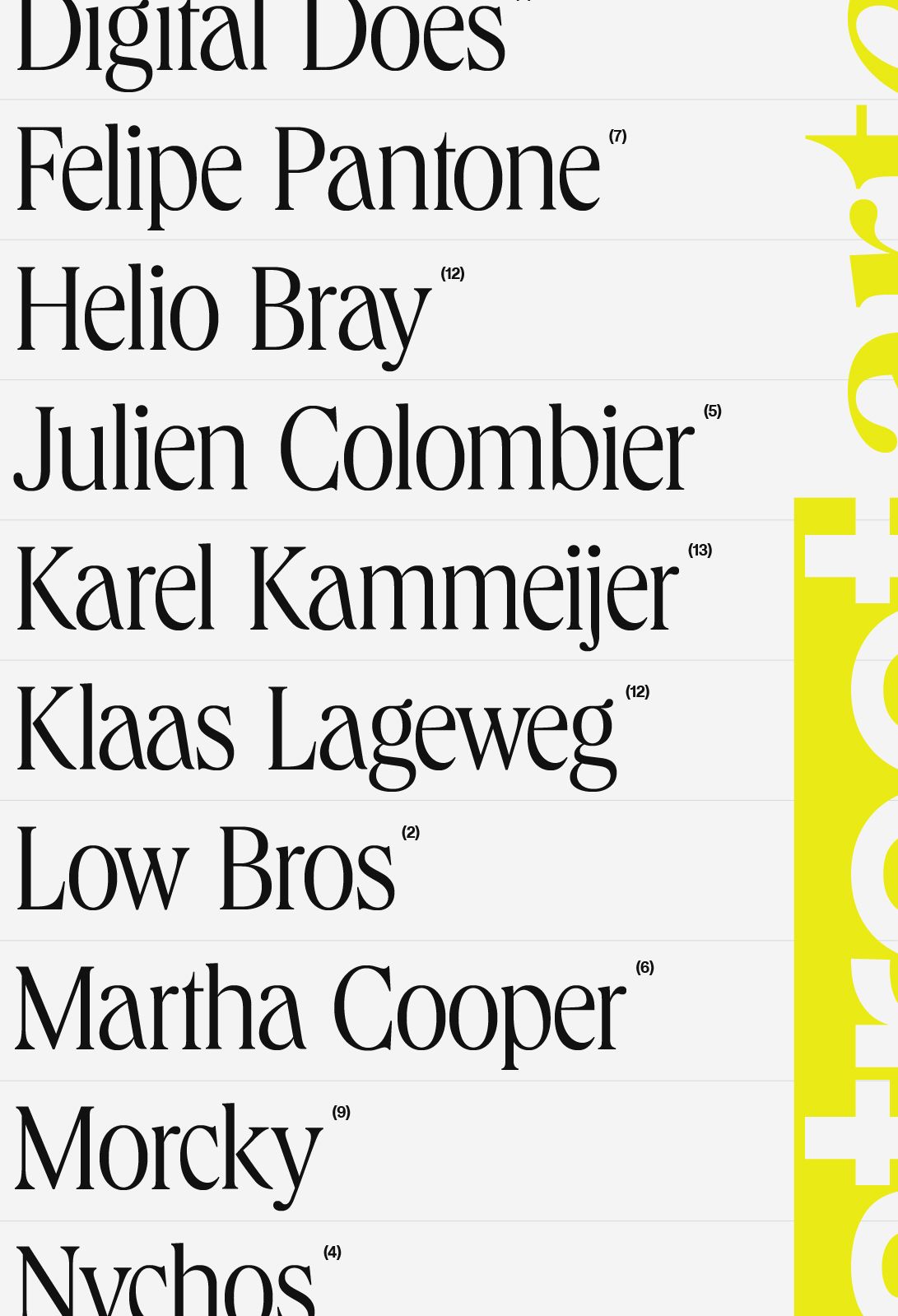 StreetArte artist index design