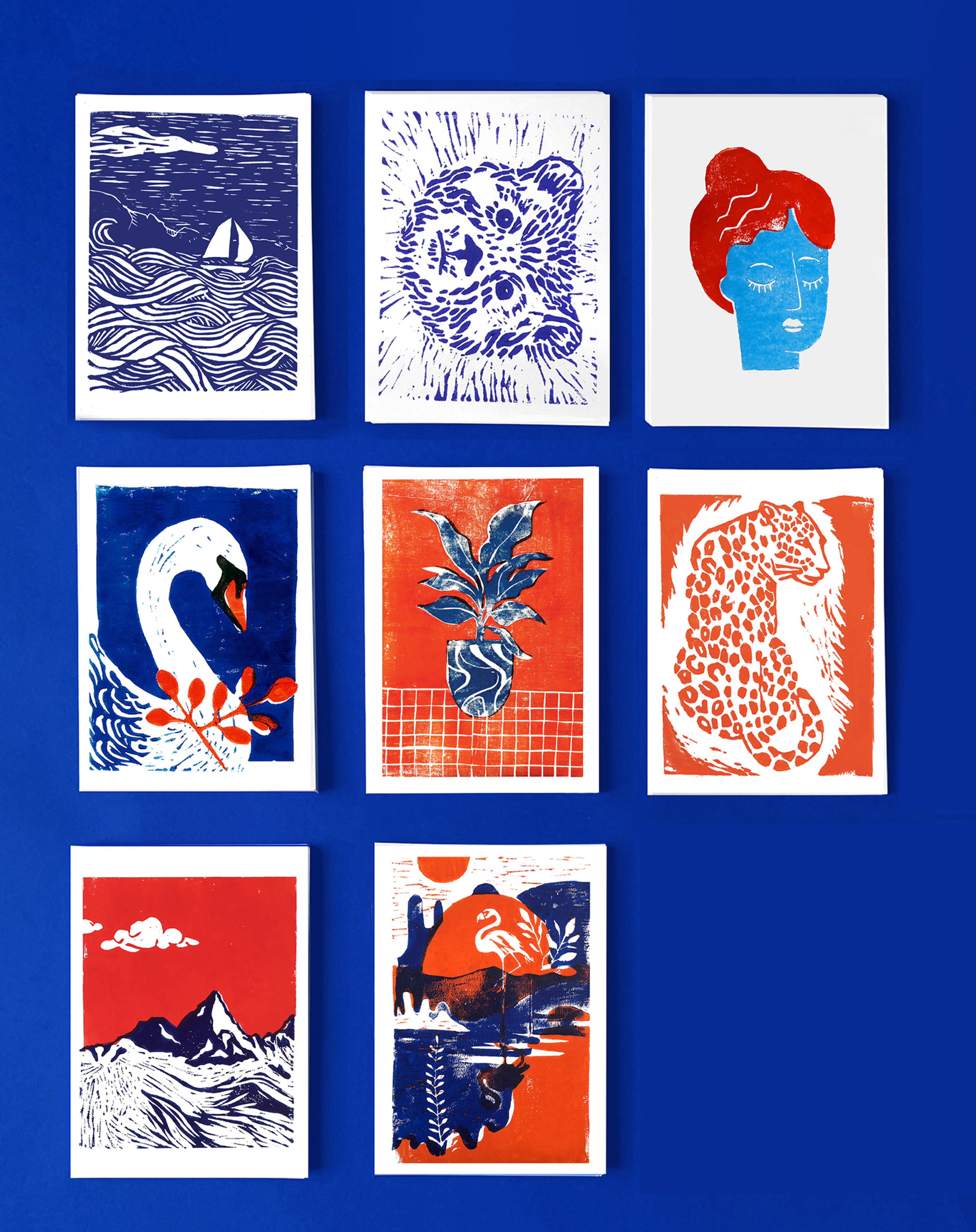Cartes postales linogravure