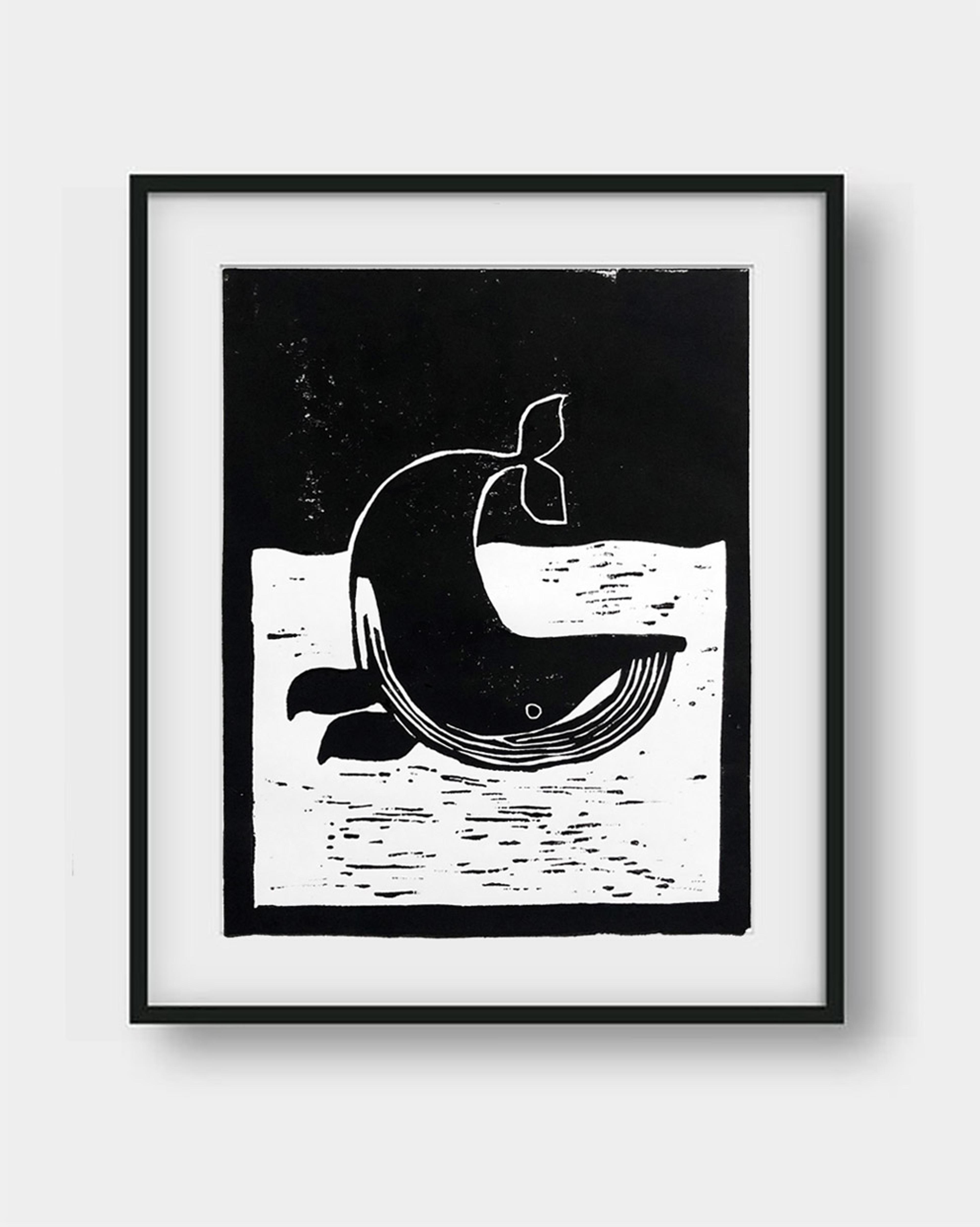 Linogravure baleine