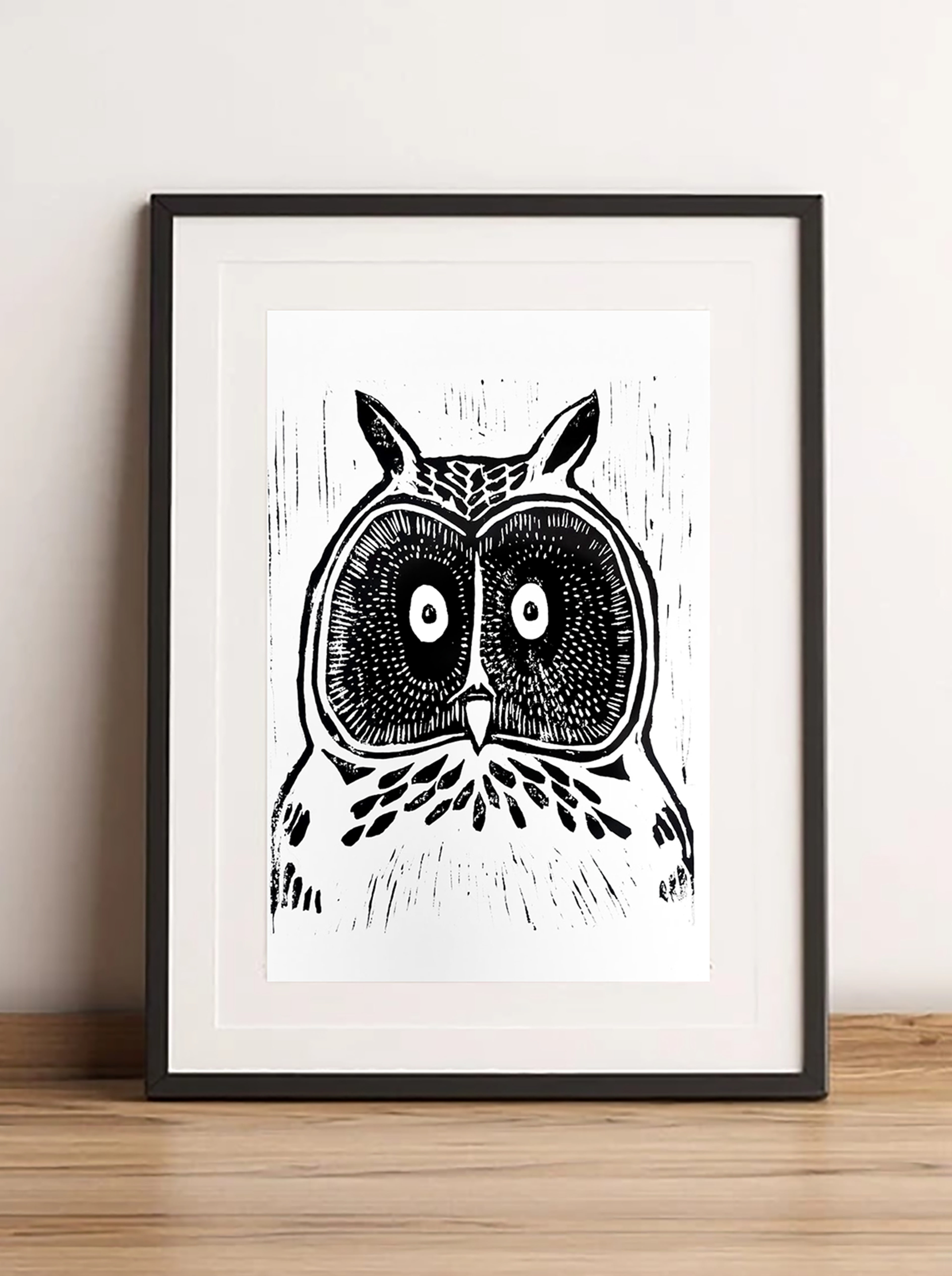 Linogravure Hibou
