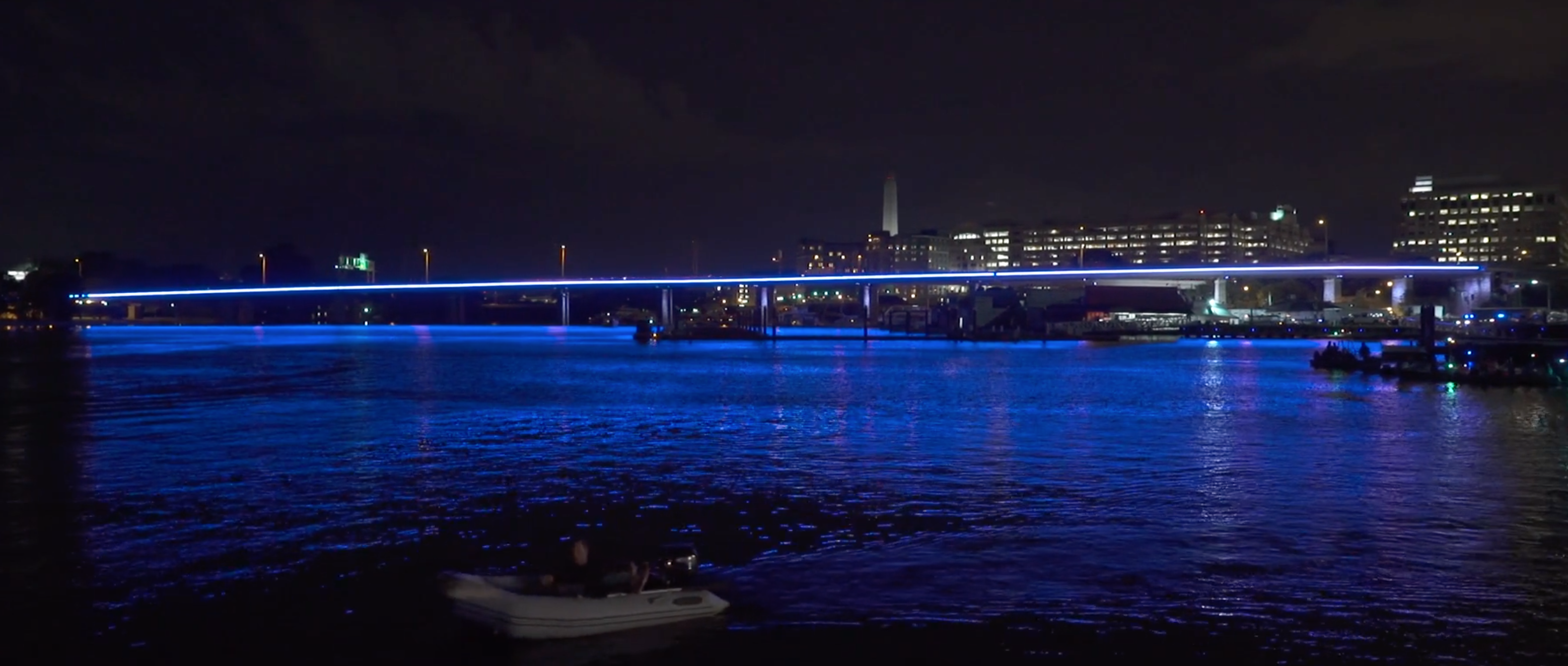 Case Bridge shines over the District Wharf