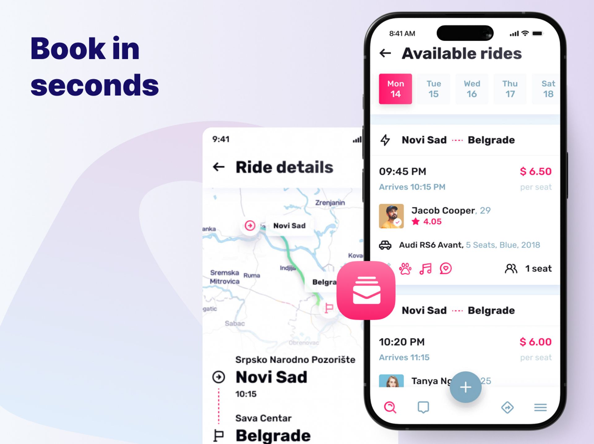 Call My Car available rides and ride details