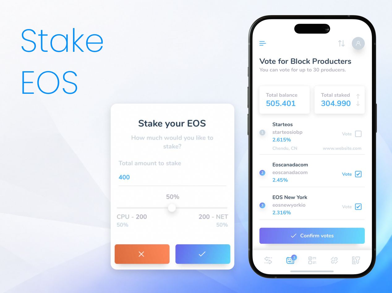 EOS Wallet staking and block-producer voting