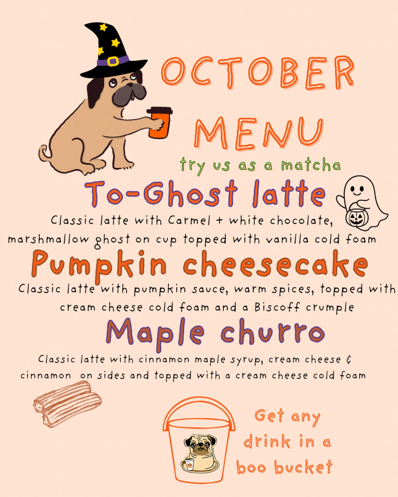 To-Ghost Latte, Pumpkin Cheesecake, Maple Churro