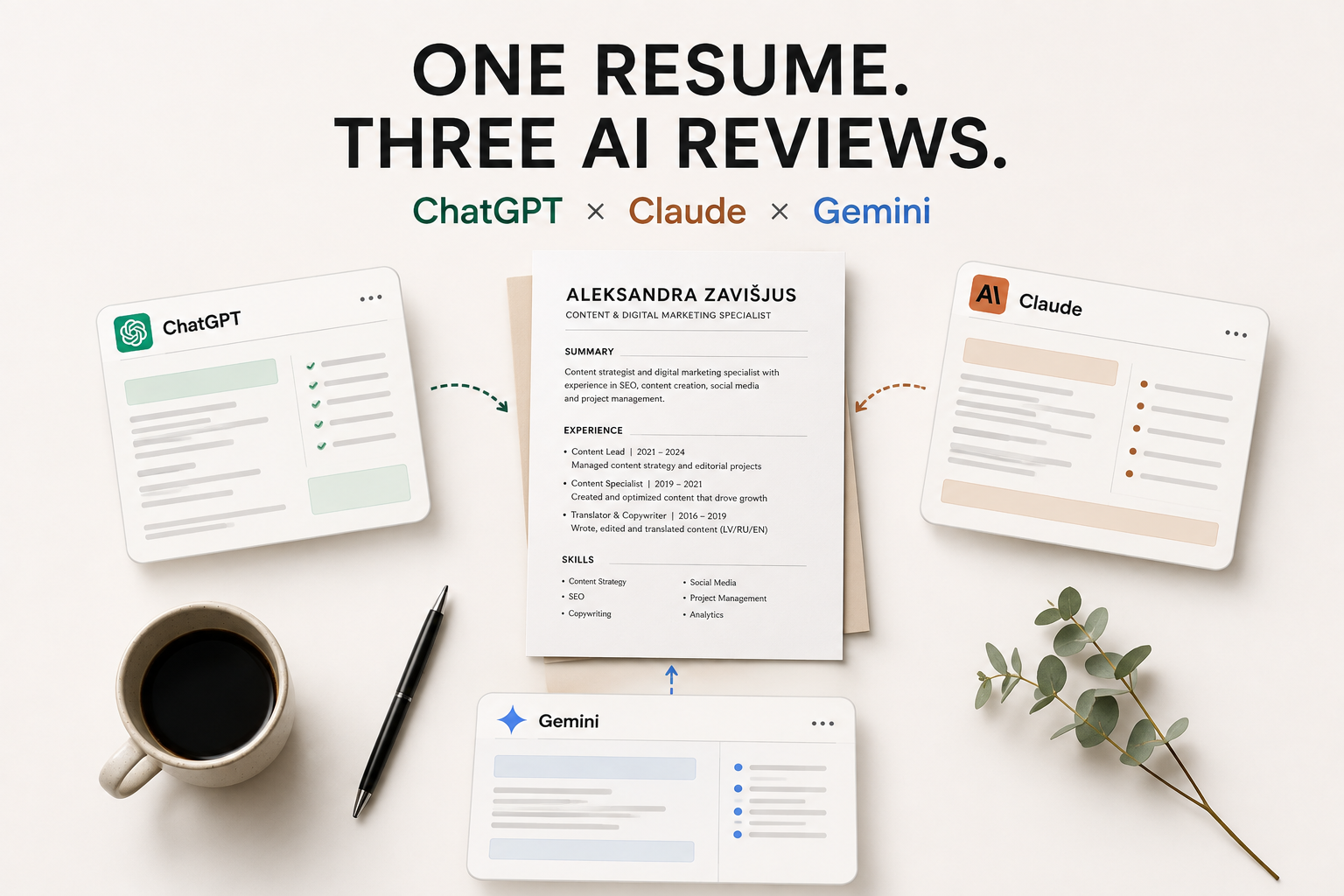Resume reviewed by ChatGPT, Claude and Gemini in the same AI resume review experiment