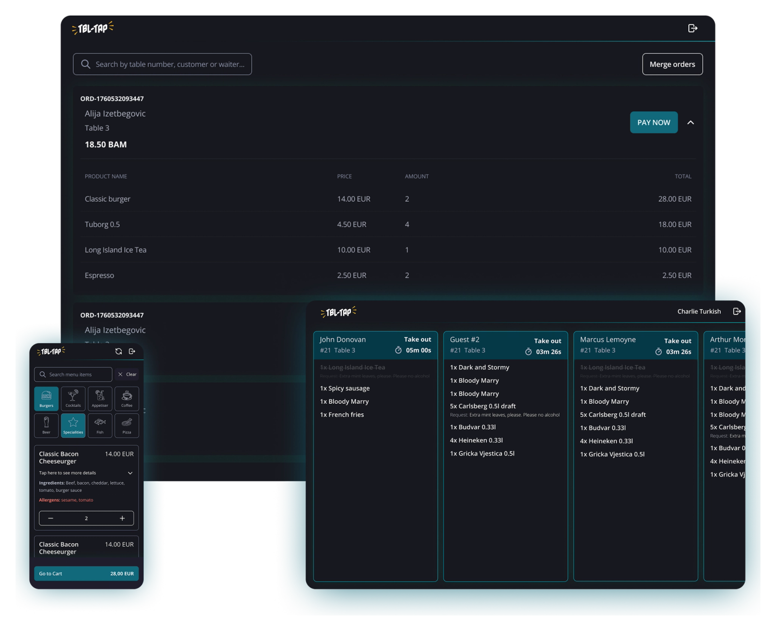 TableTap - TableTap is a real-time restaurant operations platform.
Guests can browse the menu, place orders, and track their meals from the table, while staff manage everything through a fast, efficient service interface.
Designed for modern hospitality environments, TableTap reduces delays, improves accuracy, and delivers a smoother dining experience for both customers and teams.