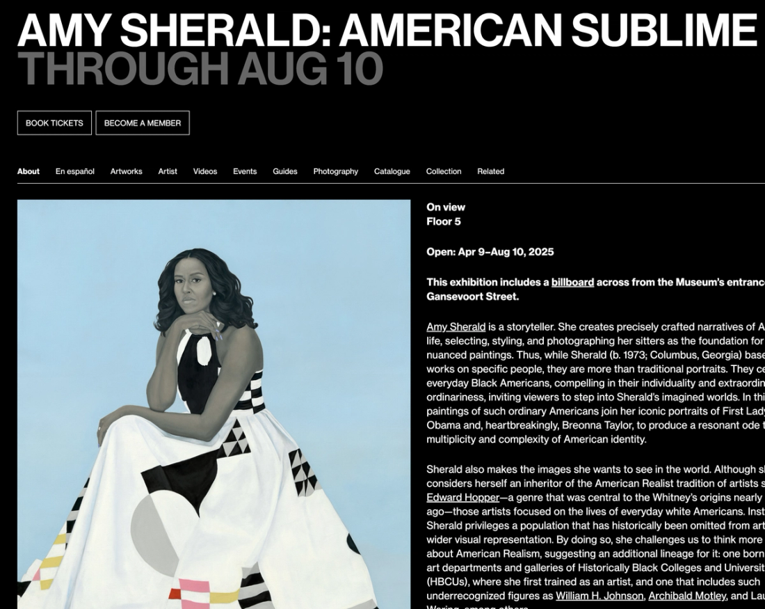 Whitney Museum of American Art 웹사이트 캡처화면