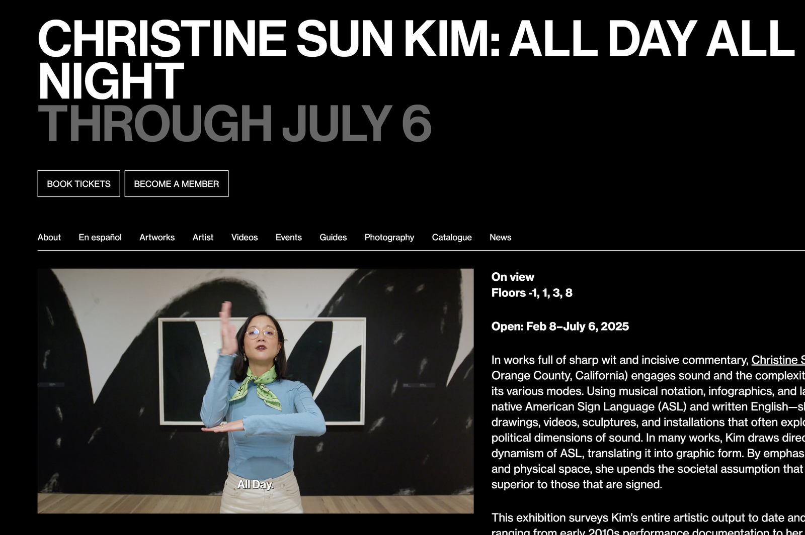 Whitney Museum of American Art 웹사이트 캡처화면