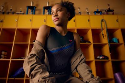 gymnast in the locker room