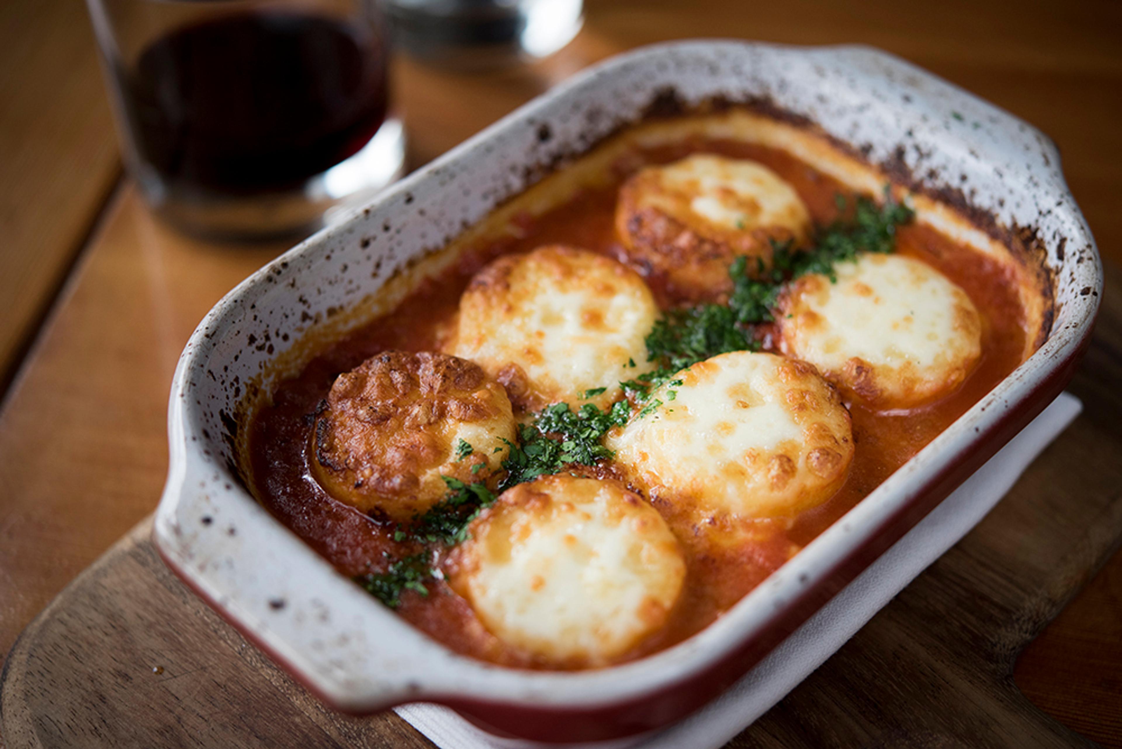 Baked semolina gnocchi alla romana