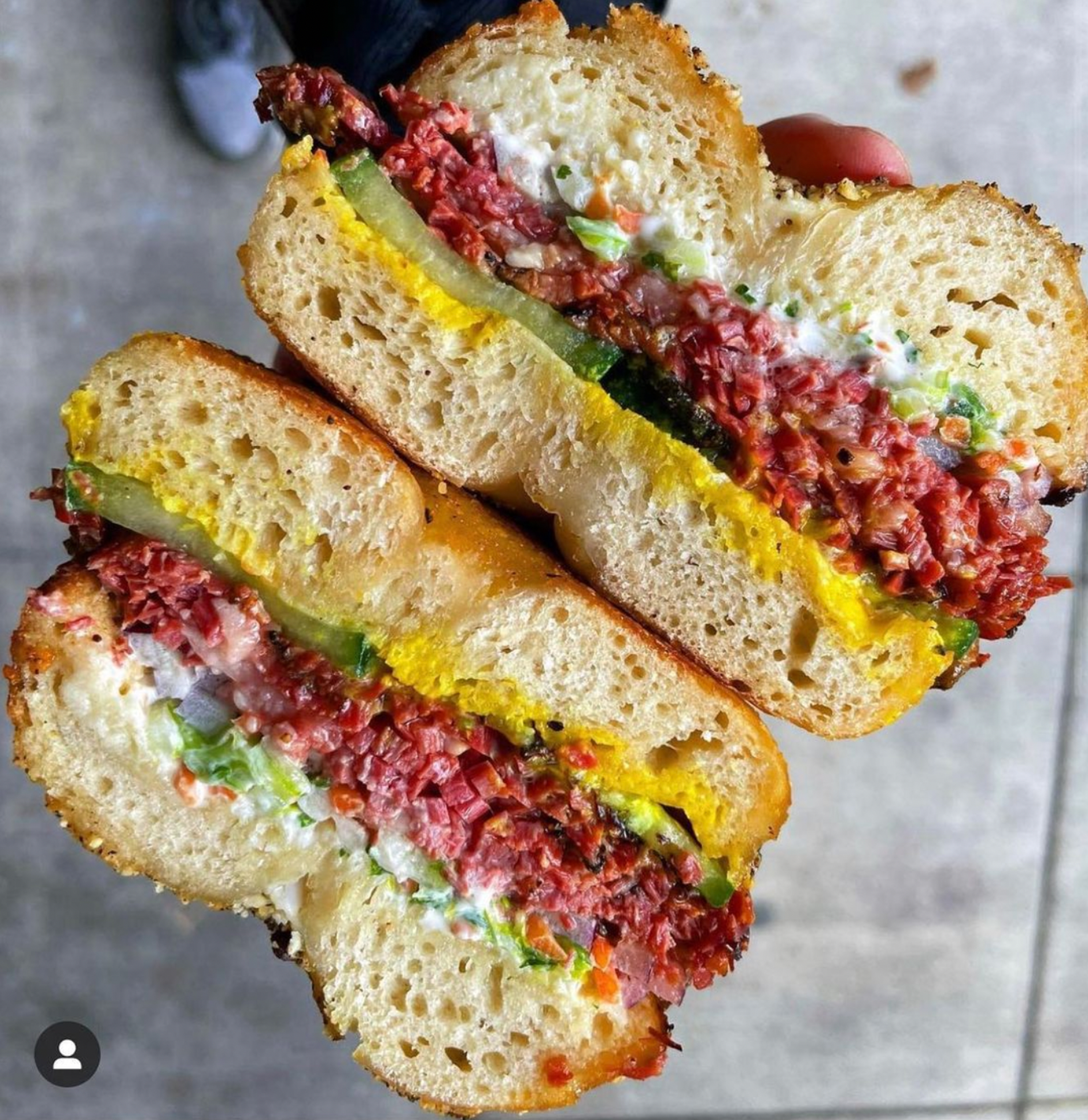 pastrami bagel sandwich 