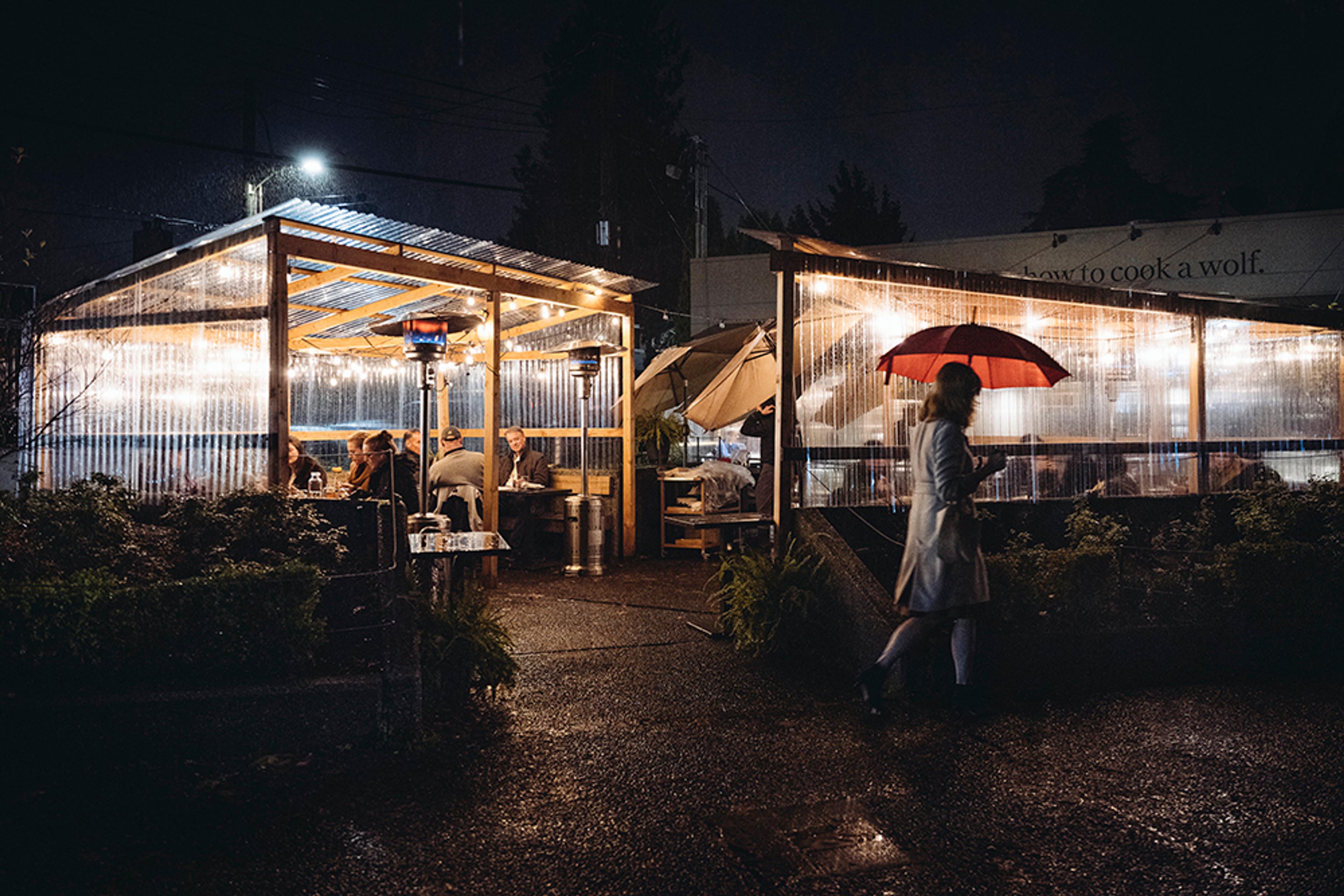 outside covered and heated patio 