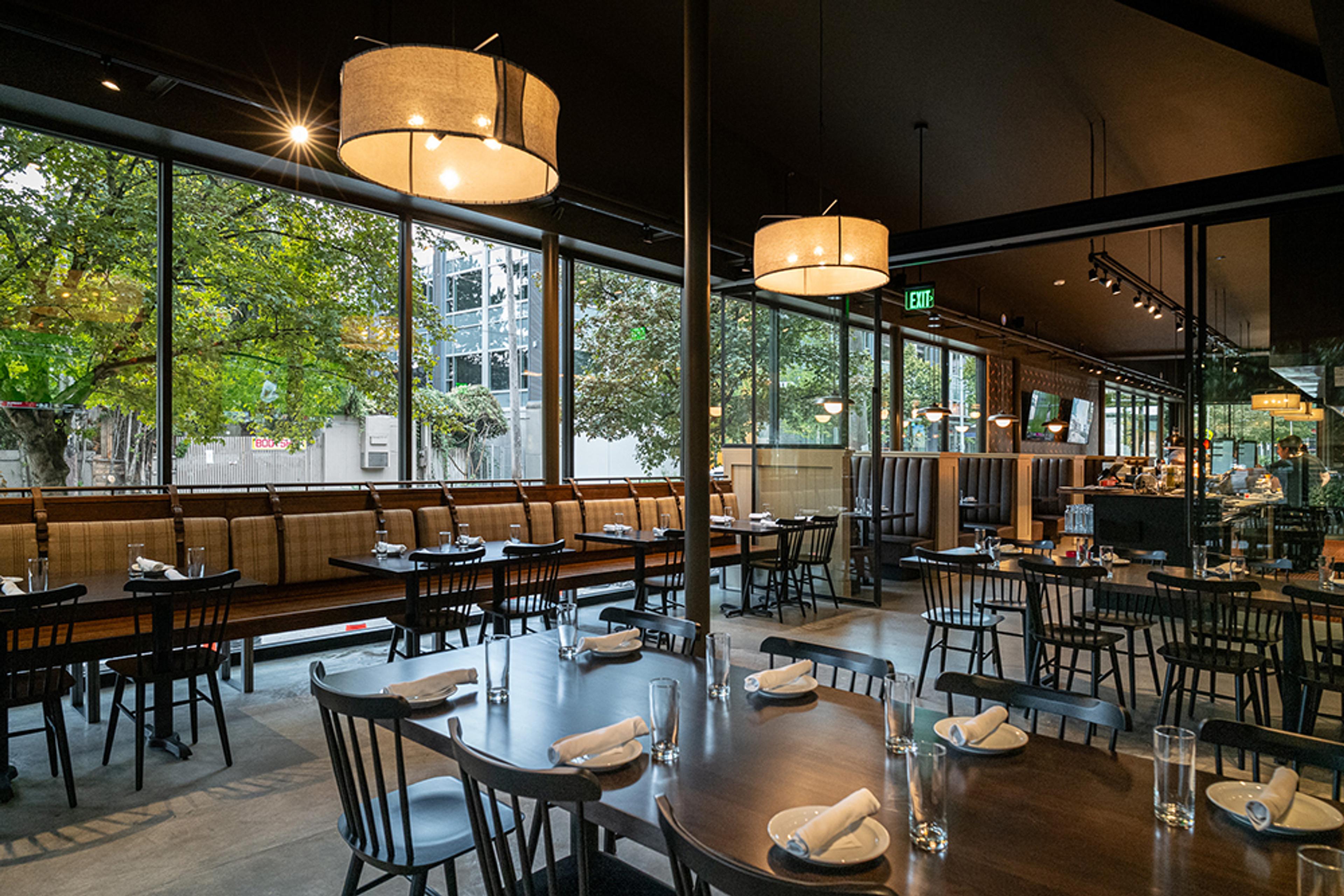 large private dining room with extensive windows