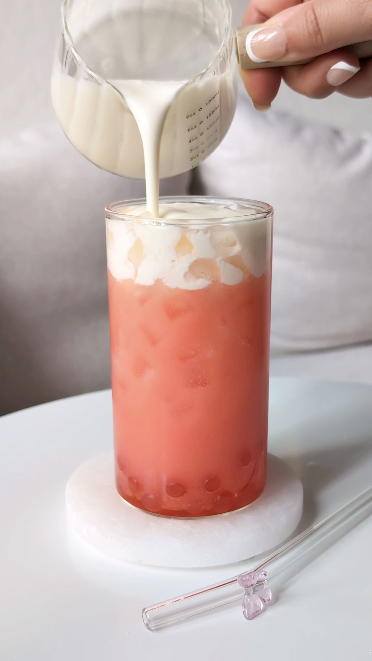 Strawberry Boba Protein Refresher