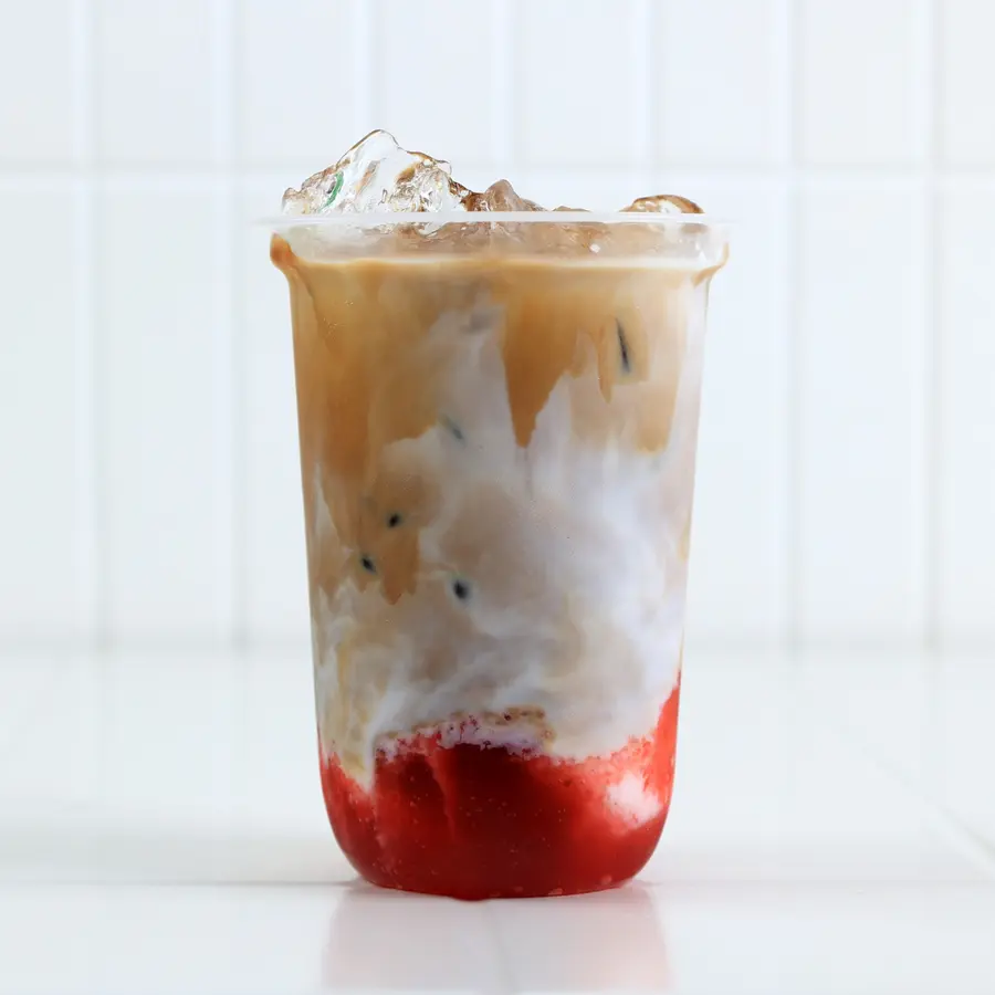 Iced Chocolate-Covered Strawberry Protein Latte