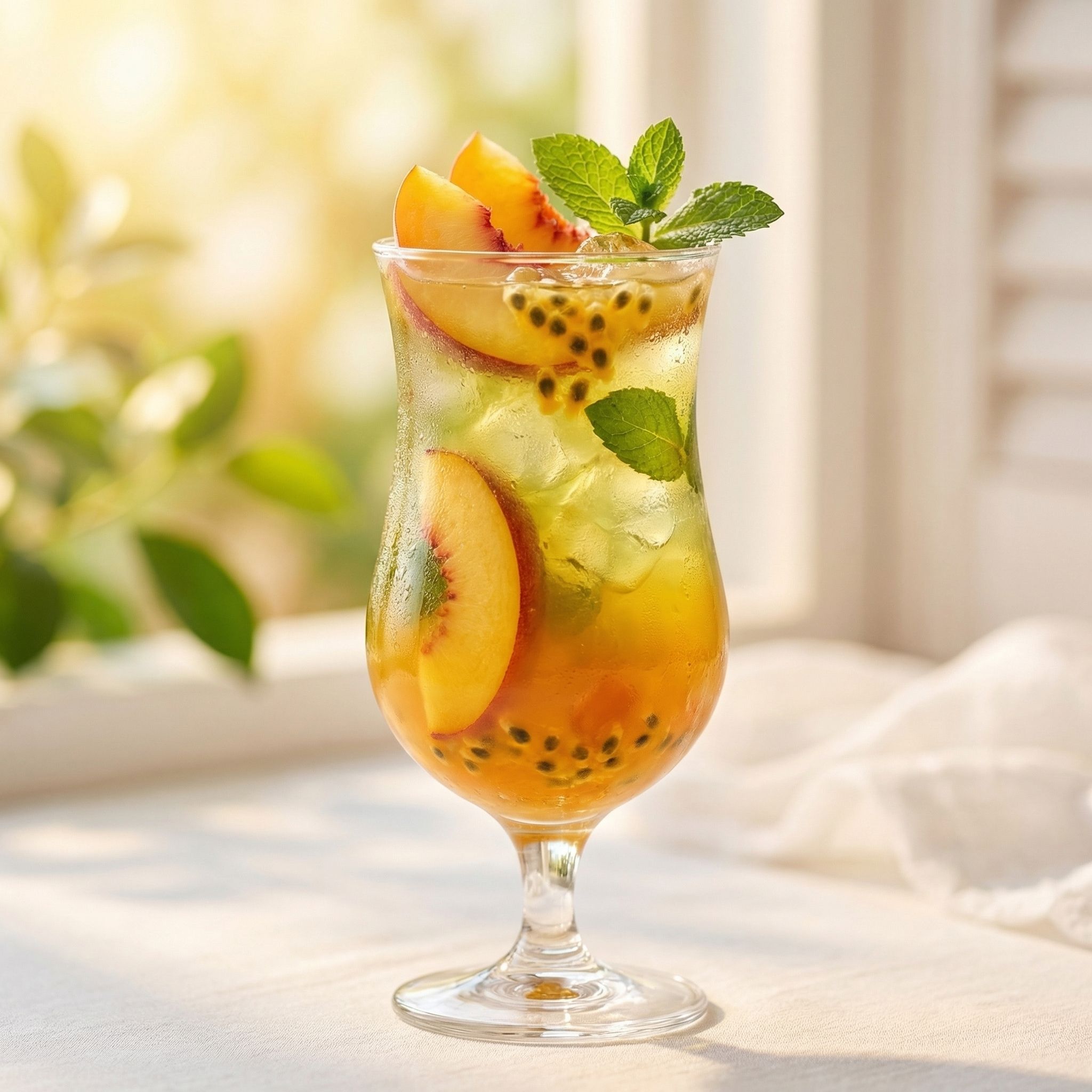 Peach Passionfruit Iced Green Tea Refueler