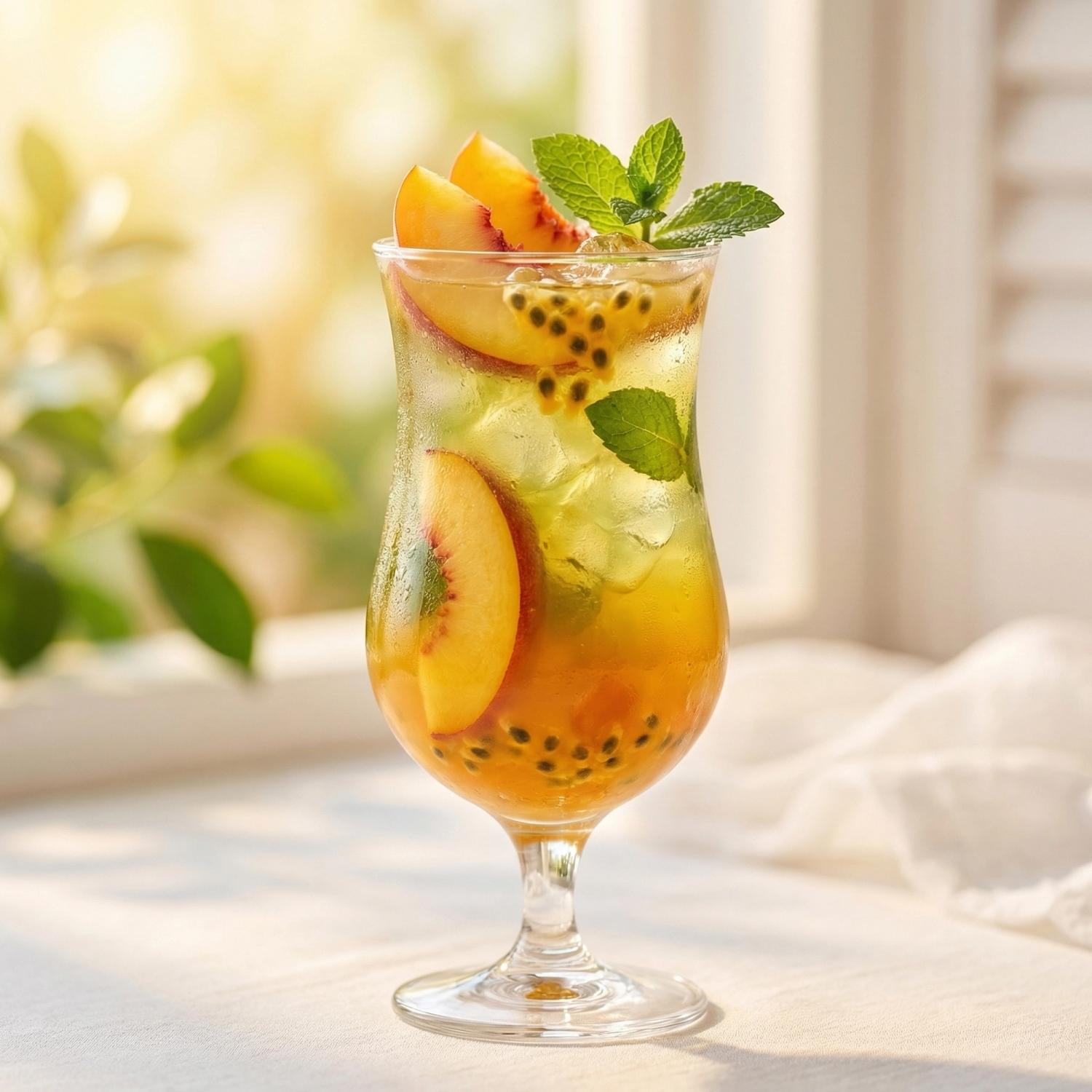 Peach Passionfruit Iced Green Tea Refueler
