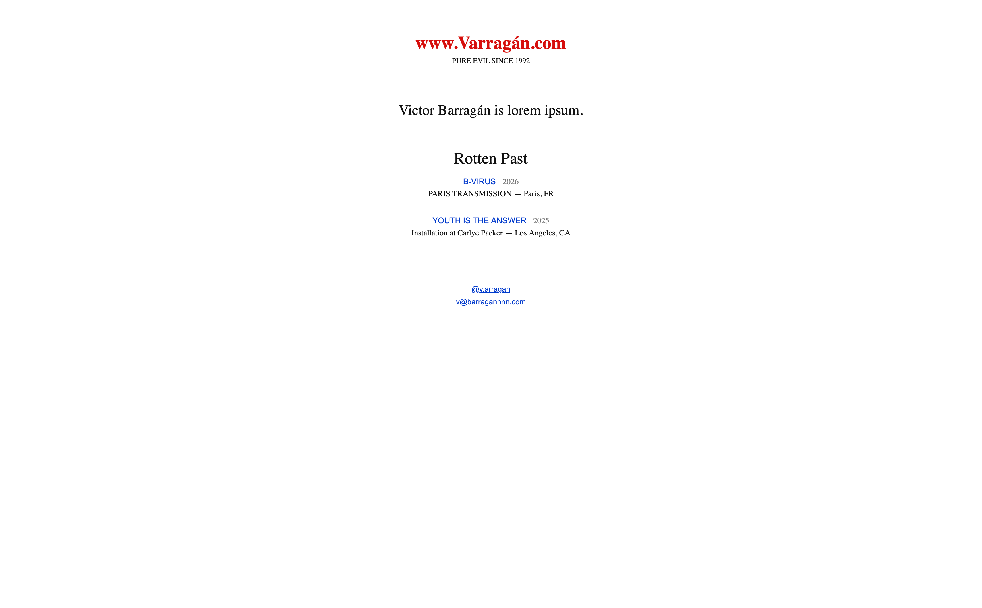 Landing Page of varragan.com.
