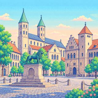 Pixel-art illustration of Braunschweig