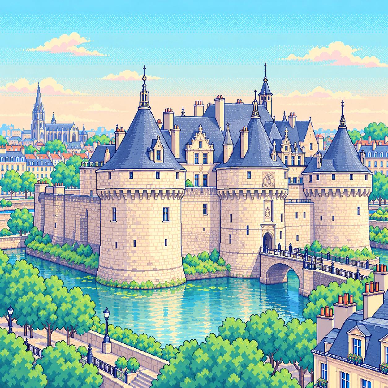 Illustration en pixel art de Nantes