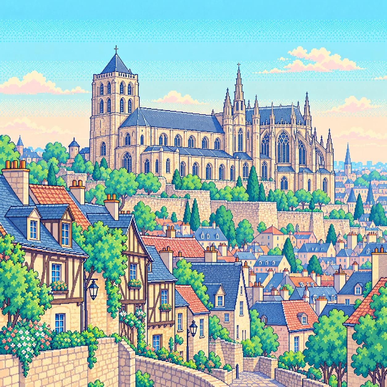 Pixel-art illustration of Le Mans