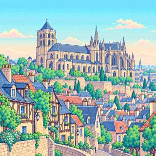 Pixel-art illustration of Le Mans