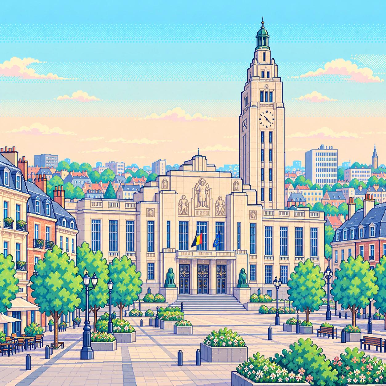 Illustrazione in pixel art di Charleroi