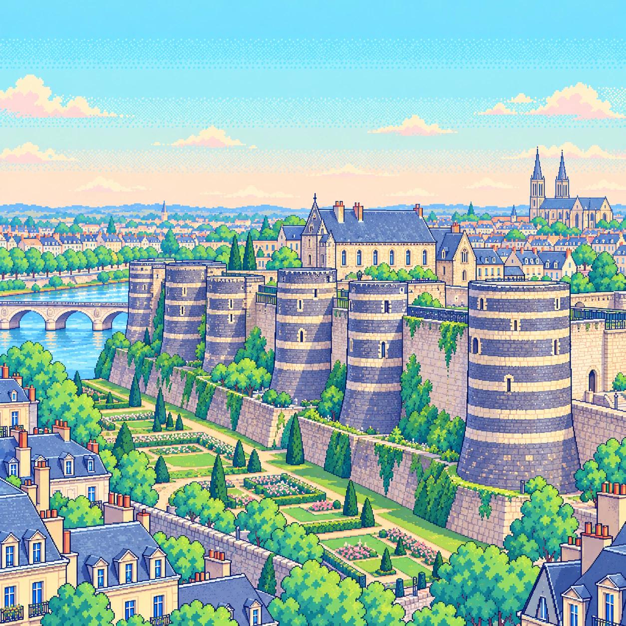 Pixel-art illustration of Angers