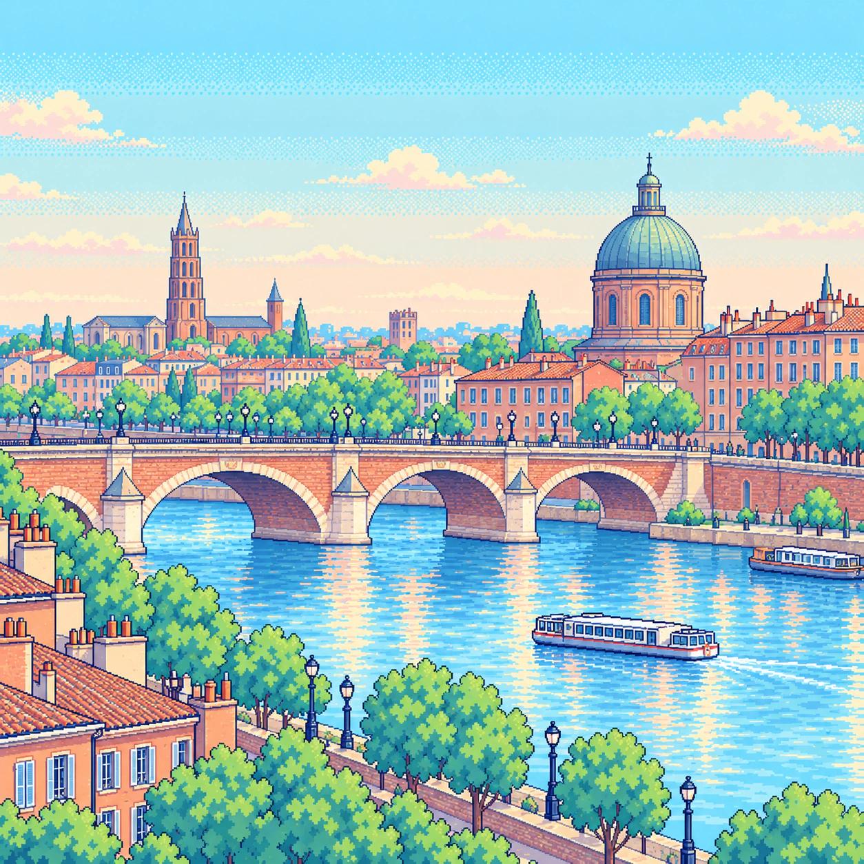 Illustrazione in pixel art di Tolosa