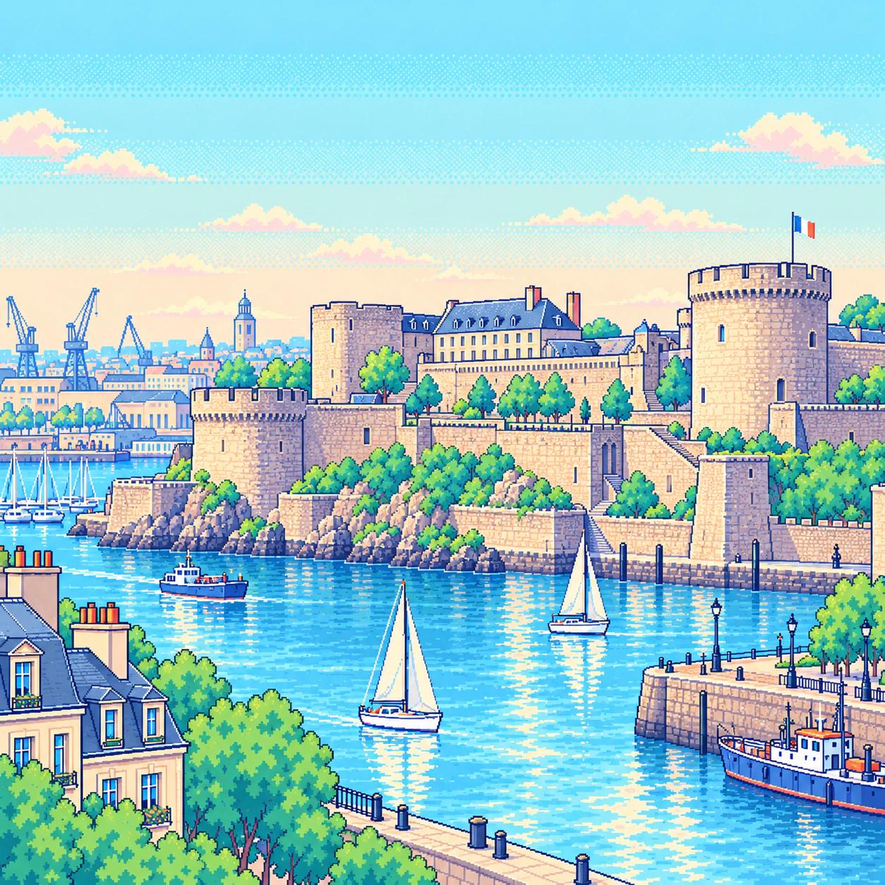 Pixel-art illustration of Brest