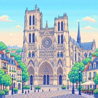 Pixel-art illustration of Amiens