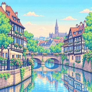 Pixel-art illustration of Strasbourg