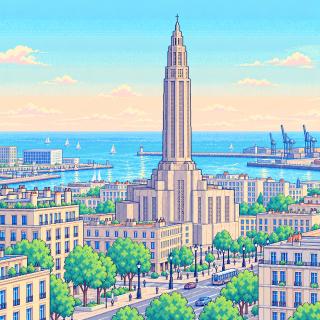 Pixel-art illustration of Le Havre