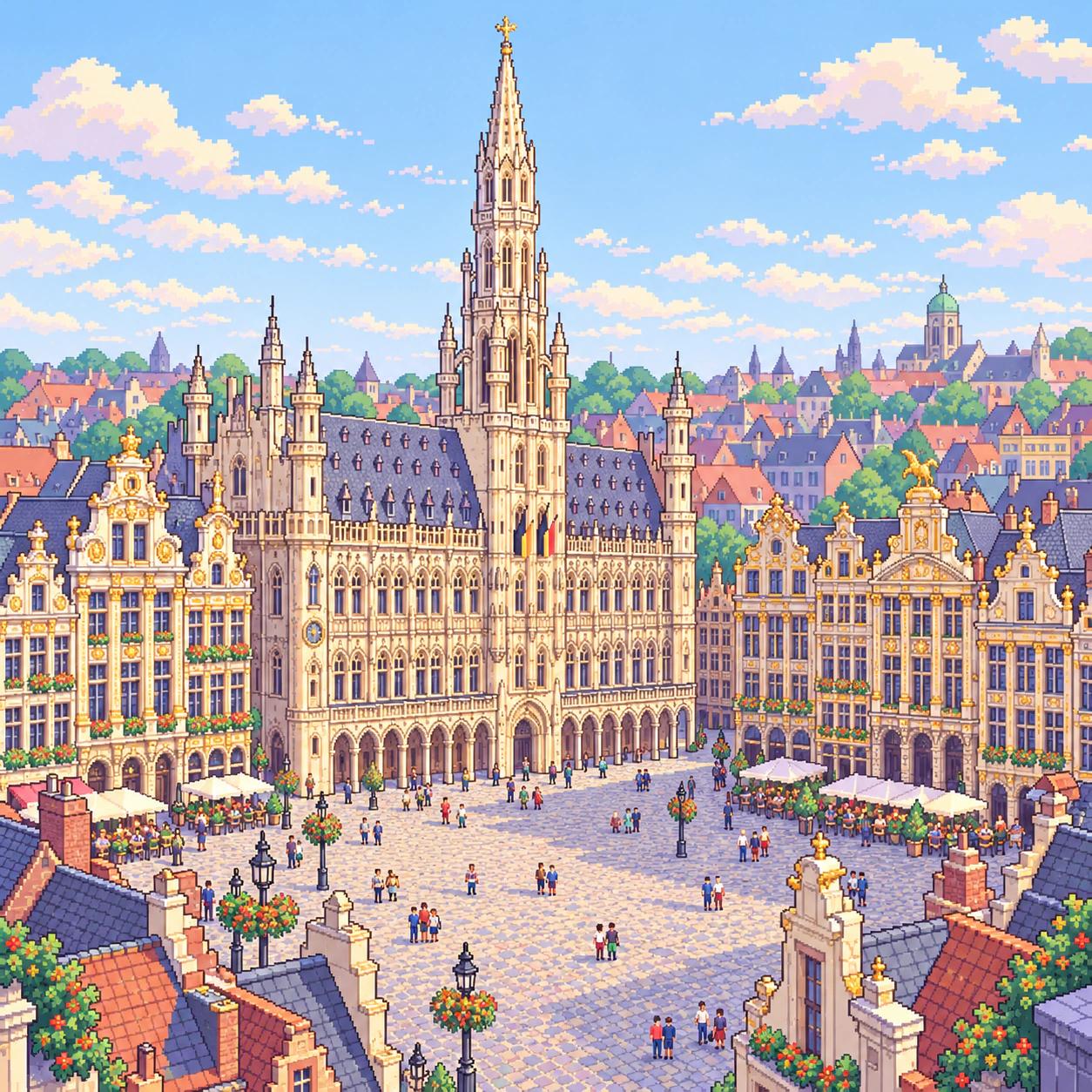 Pixel-art illustration of Brussels