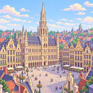 Pixel-art illustration of Brussels