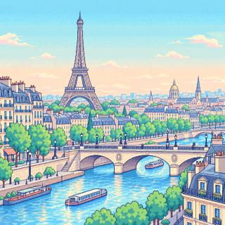 Illustrazione in pixel art di Parigi
