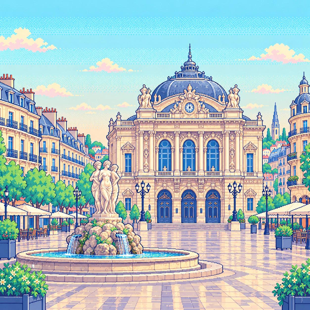 Pixel-art illustration of Montpellier